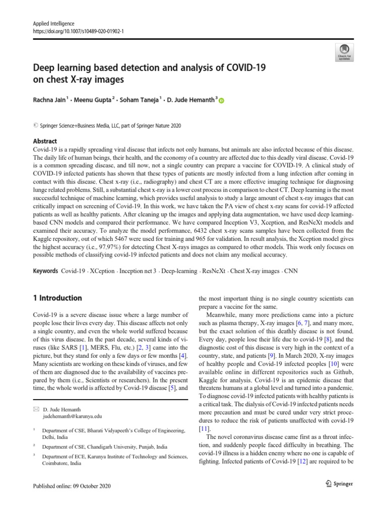 Deep Learning Based Detection and Analysis of COVID-19 On Chest X-Ray ...