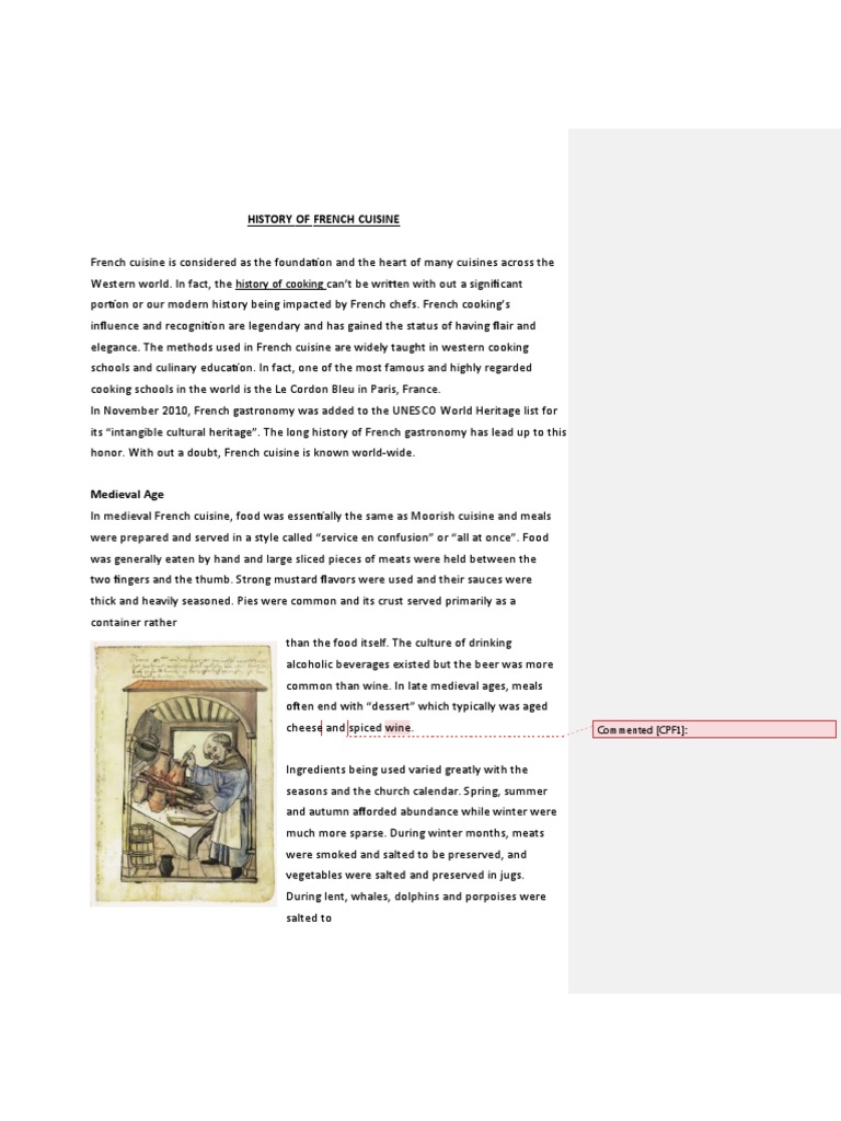 History of French Cuisine PDF French Cuisine Cuisine