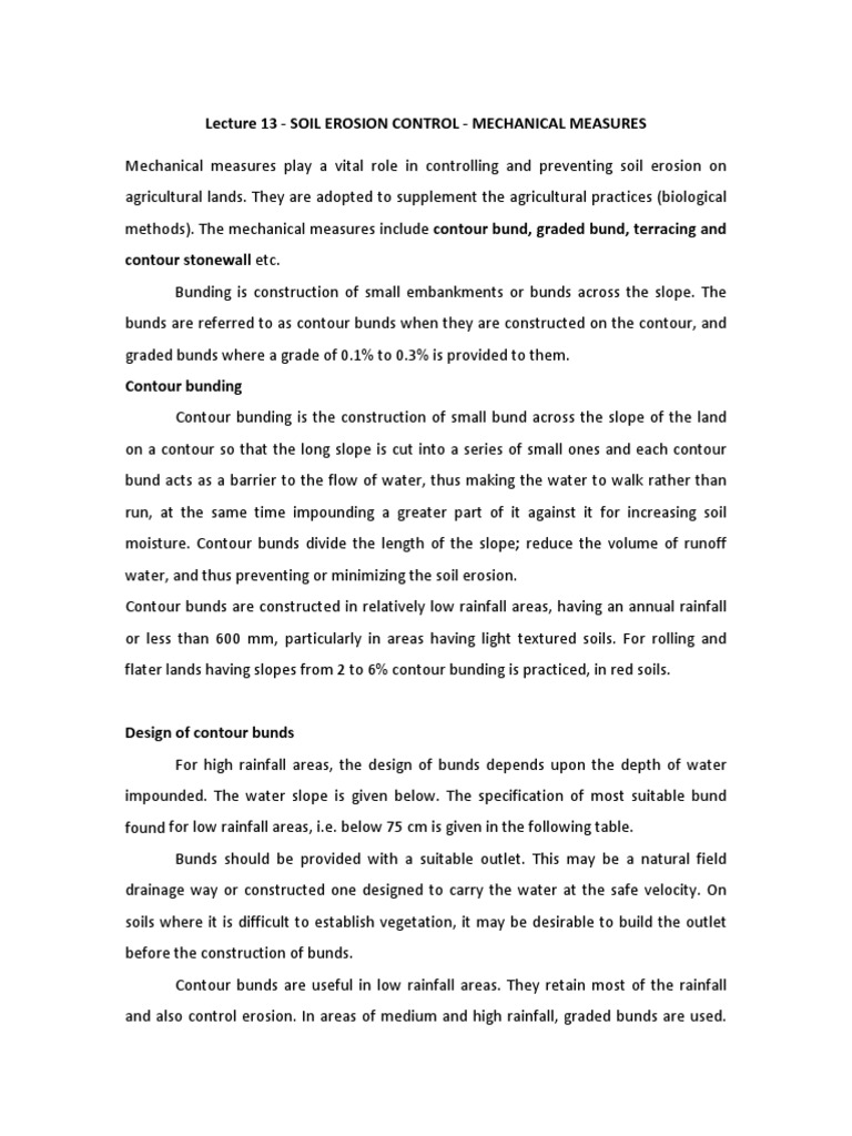 13 Contour and Graded Bund | PDF | Soil | Erosion
