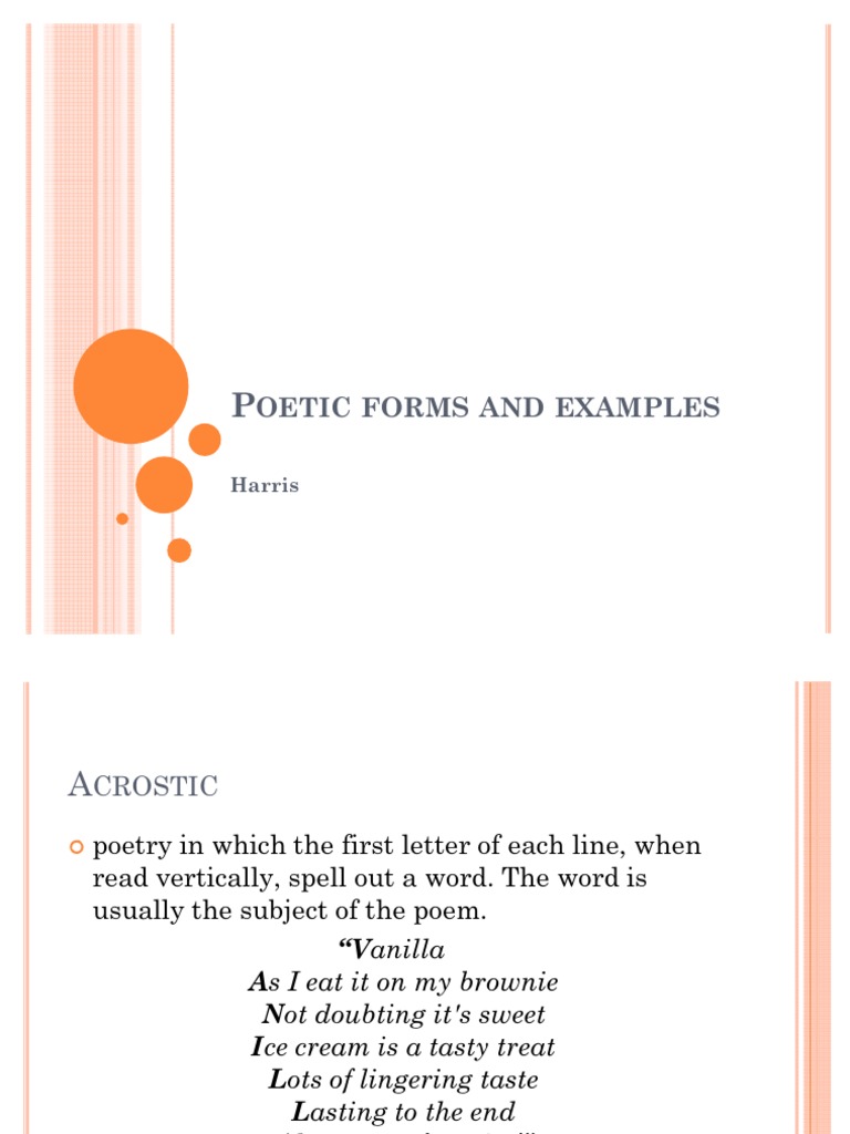 Poetic Forms and Examples PDF Rhyme Stanzaic Form