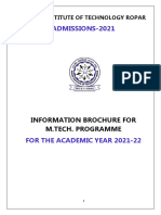Information Brochure For M.tech - Admissions 2021-22 - Modified