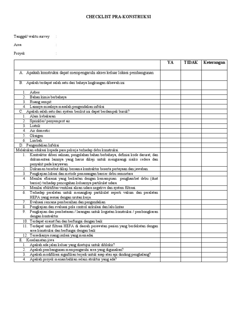Checklist Icra Konstruksi Bangunan | PDF