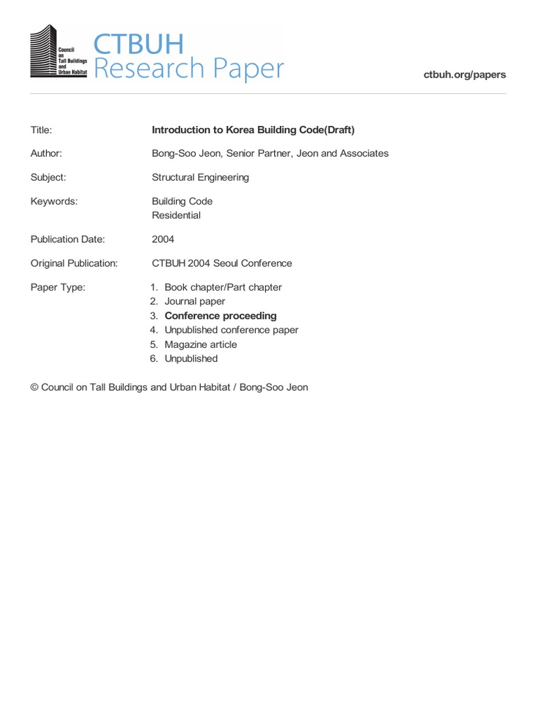 Introduction To Korea Building Code (Draft) PDF Building Code