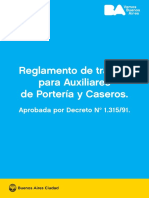 Reglamento de Trabajo para Auxiliares de Porteria y Caseros
