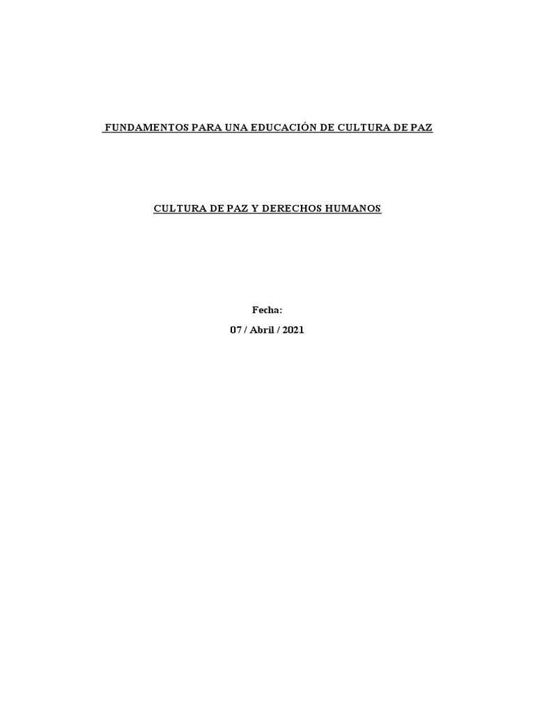 Fundamentos de la Cultura de Paz | PDF | No violencia | Violencia