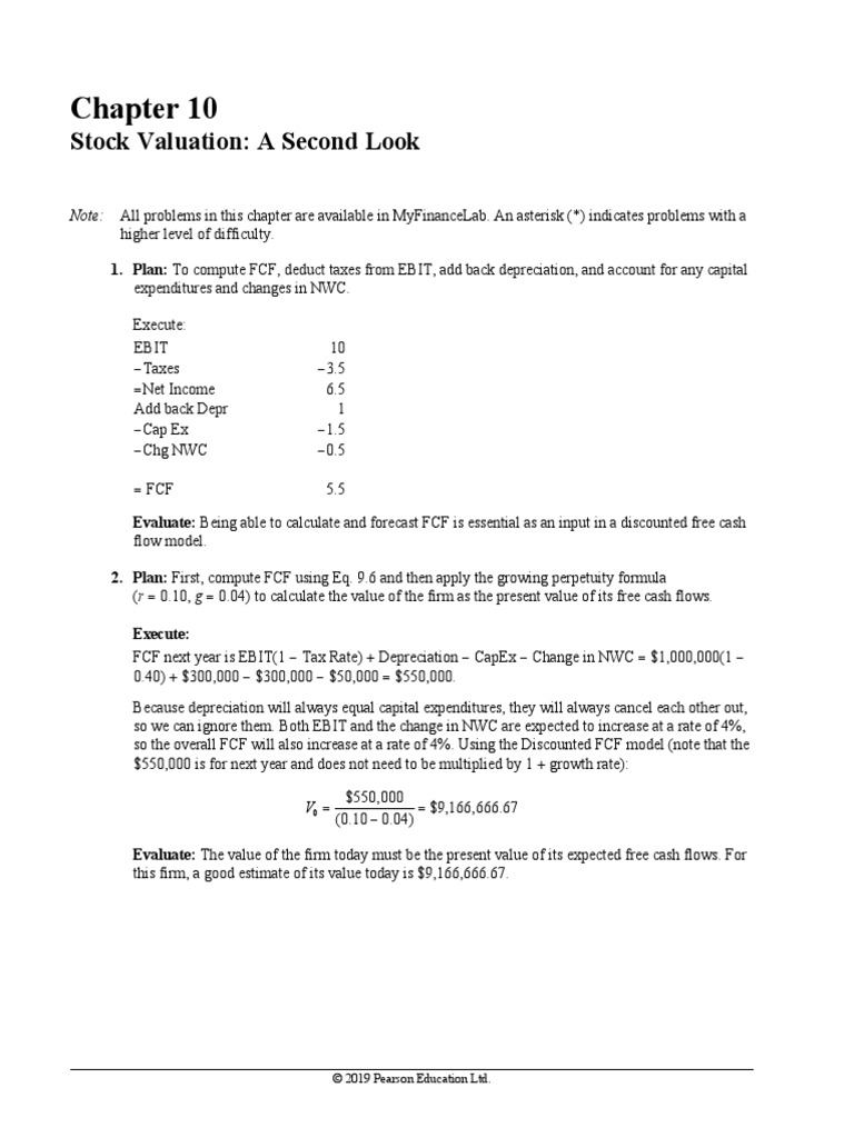Stock Valuation A Second Look © 2019 Pearson Education LTD PDF