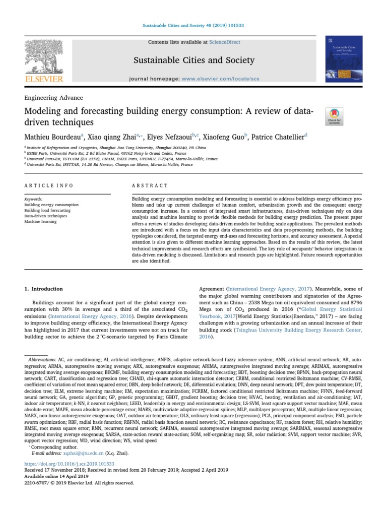 Modeling and Forecasting Building Energy Consumption - A Review of Data ...