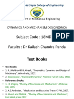 Subject Code: 18MDE23 Faculty: DR Kailash Chandra Panda: Dynamics and Mechanism Design (DMD)