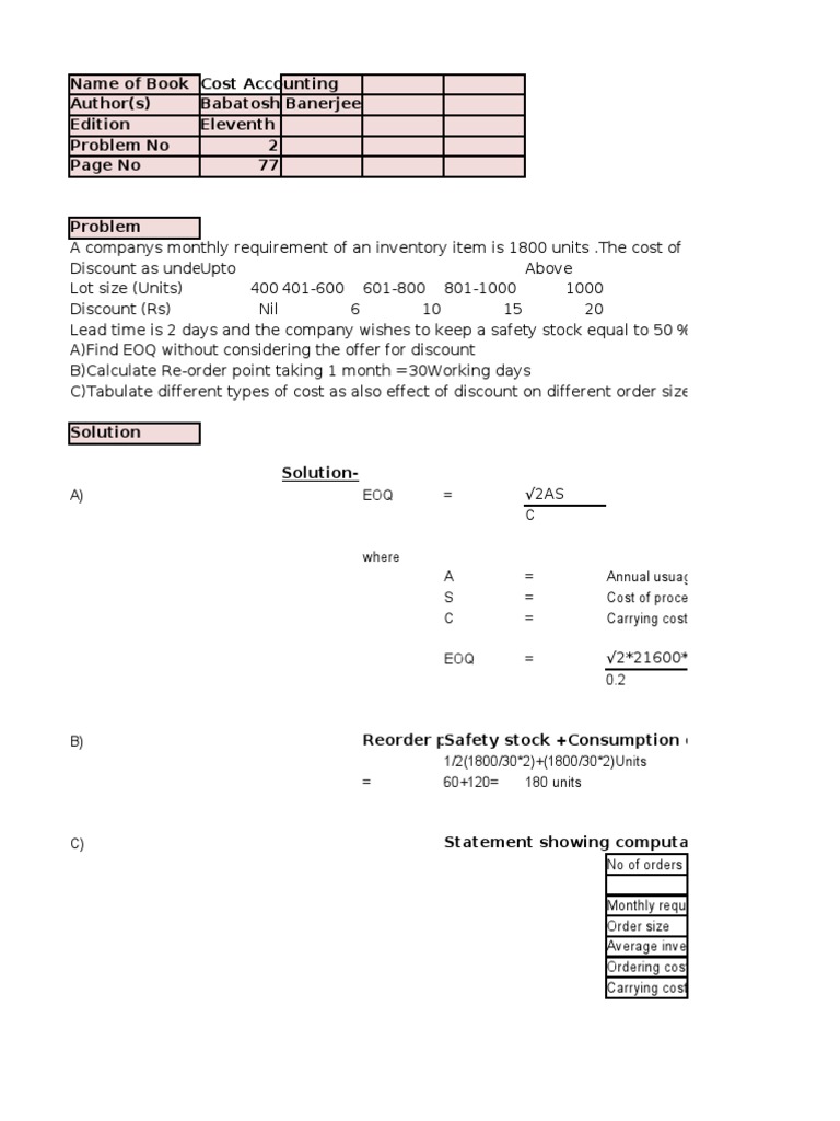 Cost Accounting Assignment - Vivek | PDF | Cost Accounting | Revenue