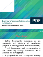Overview of Community Immersion /community Mobilization: Module 11 - Civic Welfare Training Service
