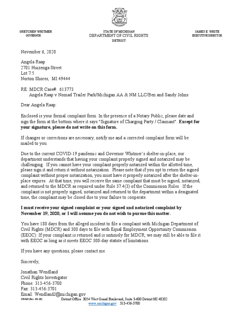 MDCR Complaint Process for Angela Raap | PDF | Equal Employment ...