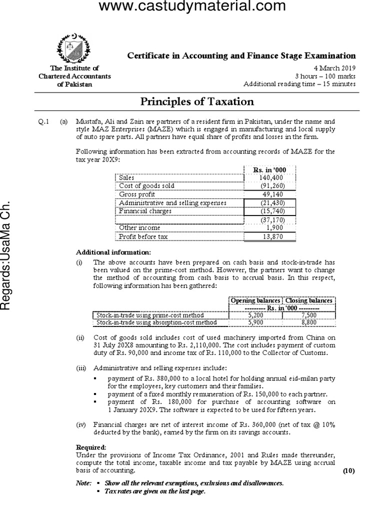 Income Tax Computation for MAZ Enterprises | PDF | Income Tax | Taxes
