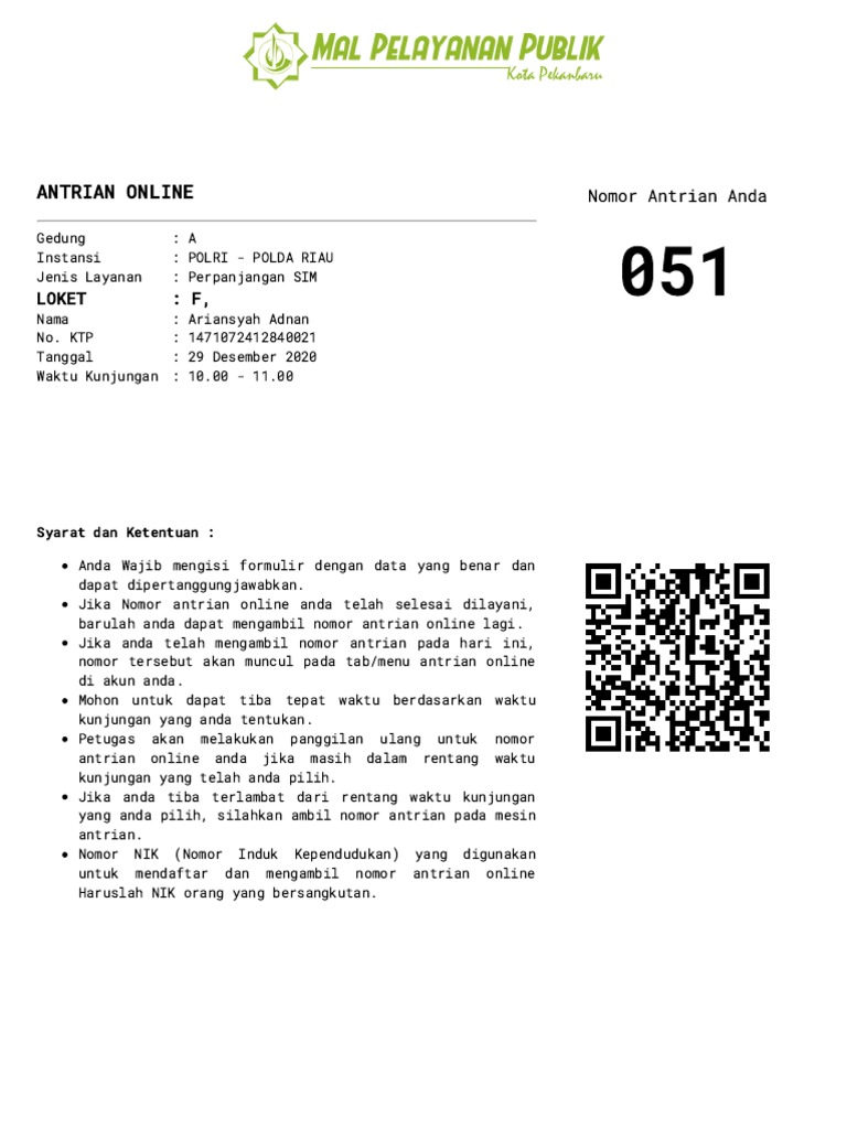 Perpanjangan SIM Online POLDA Riau | PDF