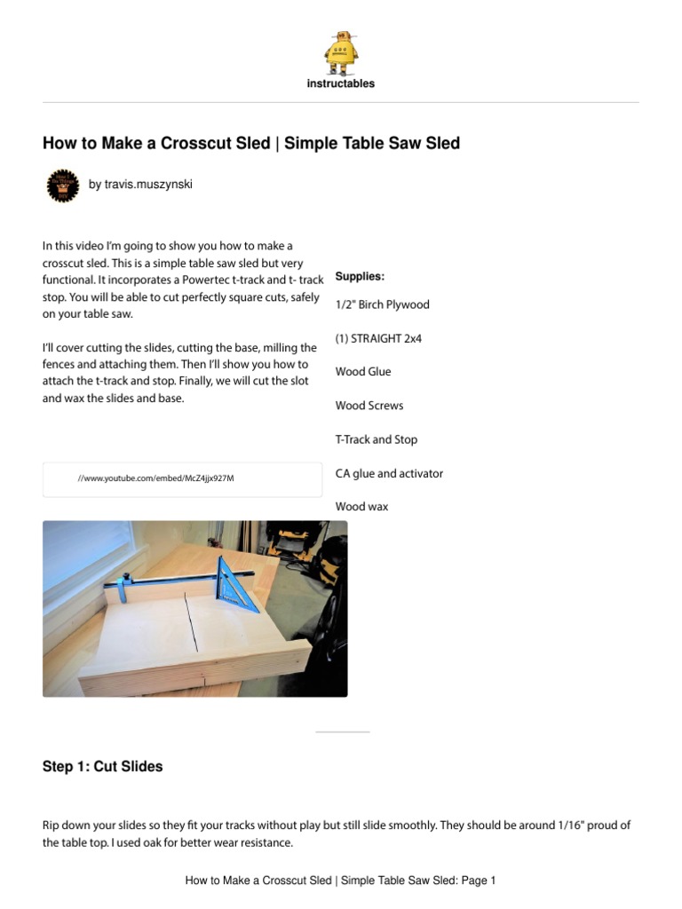 How To Make A Crosscut Sled Simple Table Saw Sled Step 1 Cut Slides