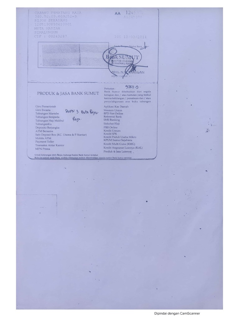 Fotocopy Rekening Bank RSB | PDF