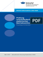 Prüfung Ortsveränderlicher Elektrischer Betriebsmittel: DGUV Information 203-049