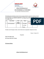 Surat Keterangan Hasil Pemeriksaan Spesimen: No: 001/TIM - CVD.RSU - SK.G/I/2021