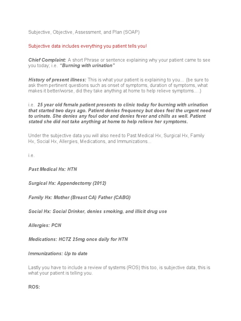 Soap Example 1 PDF Urinary Tract Infection Medicine