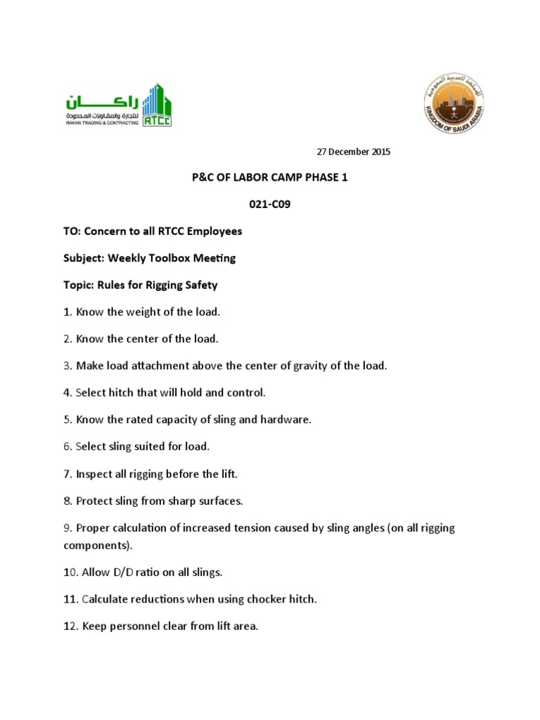 Rigging Safety Rules and Tips | PDF | Technology & Engineering