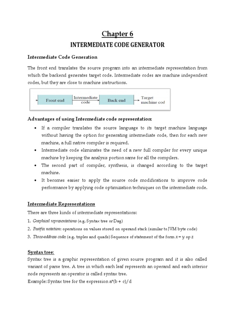 Intermediate Code Generation Techniques | PDF | Subroutine | Array Data ...