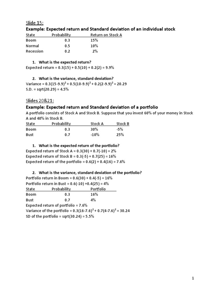 Example: Expected Return and Standard Deviation of An Individual Stock ...