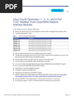 Cisco Fourth Generation 1-, 2-, 4-, and 8-Port T1/E1 Multiflex Trunk Voice/WAN Network Interface Modules