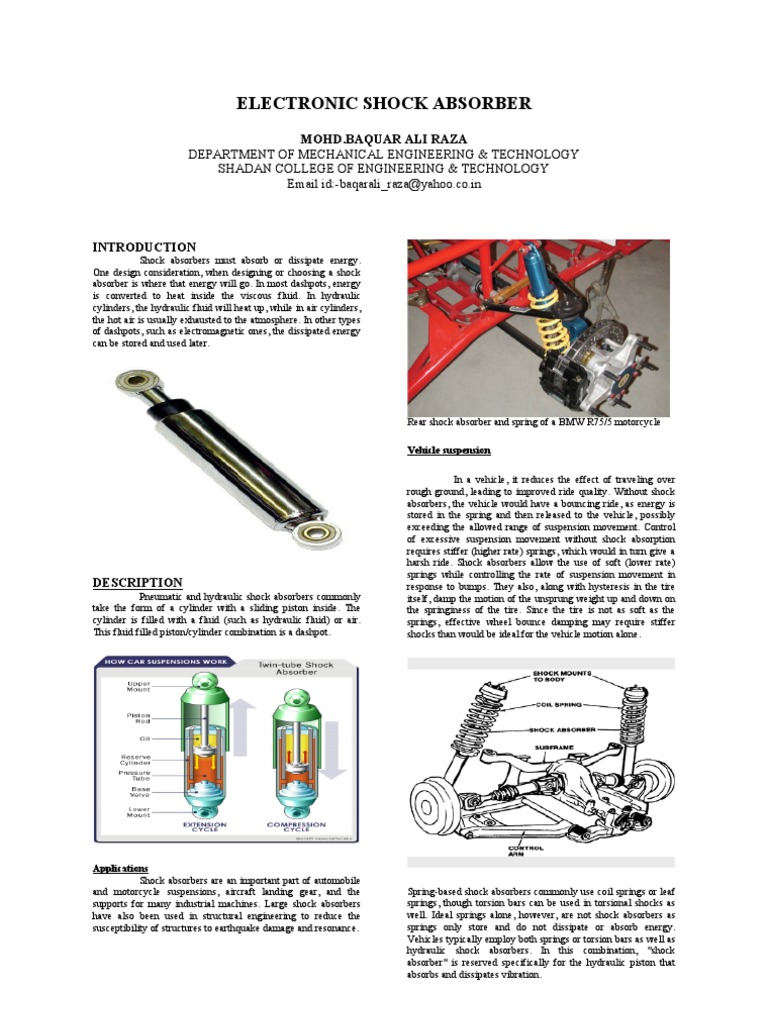 Electronic Shock Absorber Suspension (Vehicle) Vehicle Technology