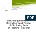 Individual Performance Commitment and Review (IPCR) Rating Scale of Teaching Personnel