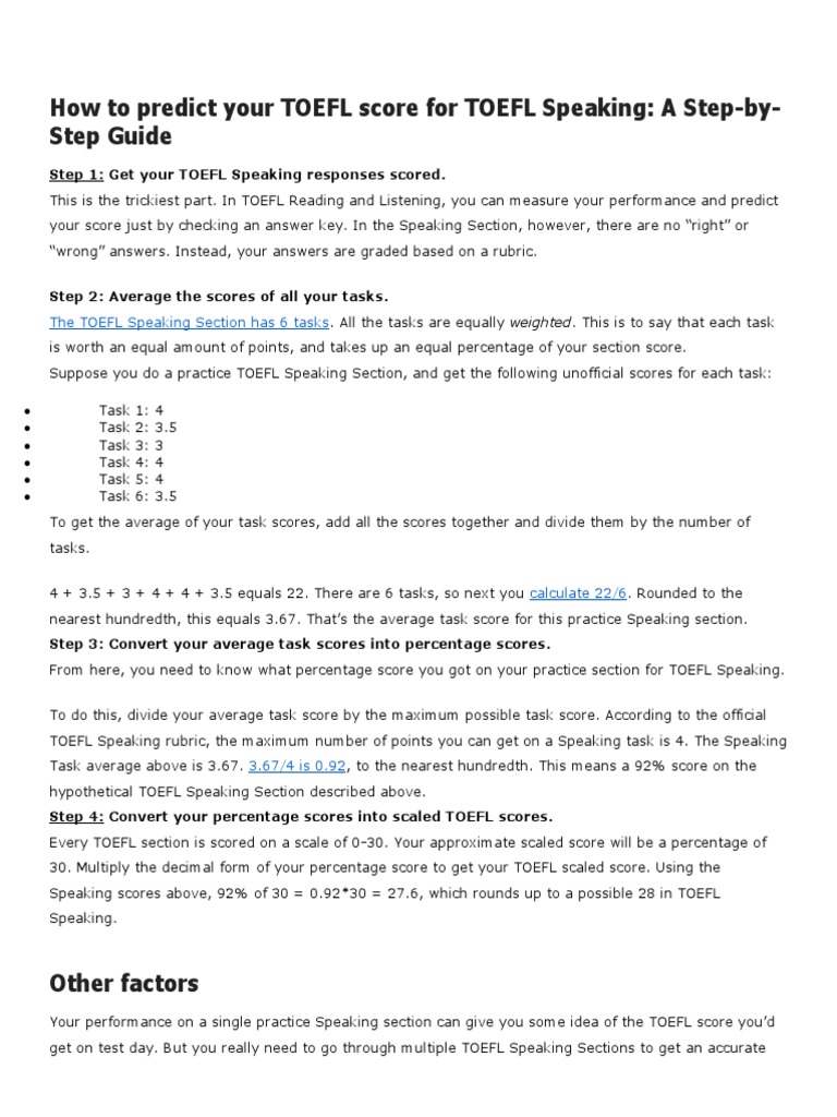 Predict Your TOEFL Speaking Score | PDF | Test Of English As A Foreign ...