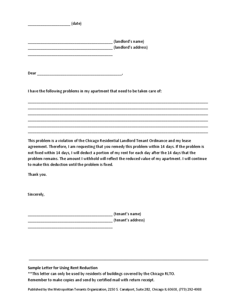 Rent Reduction Request Letter Sample | PDF