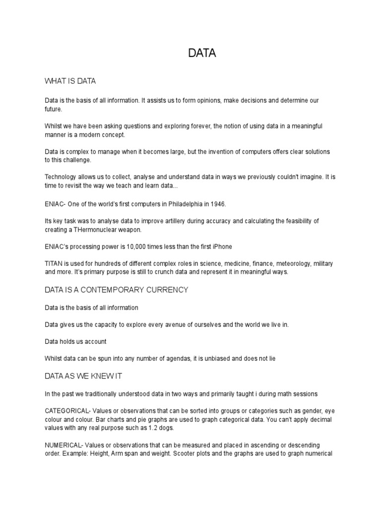 Data Notes | PDF | Data | Information