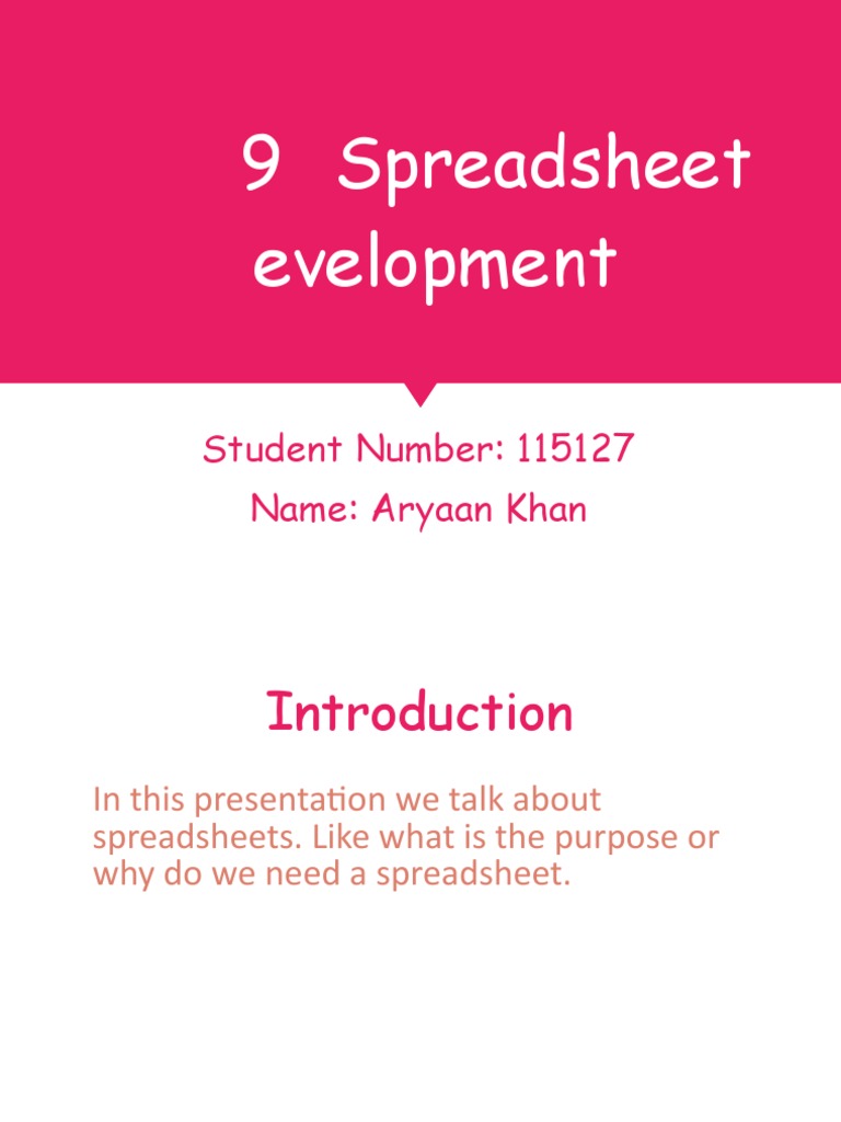 unit 9 spreadsheet development assignment 1
