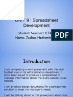 Unit 9 Spreadsheet Development Assignment 1 - Joshua Hetherington