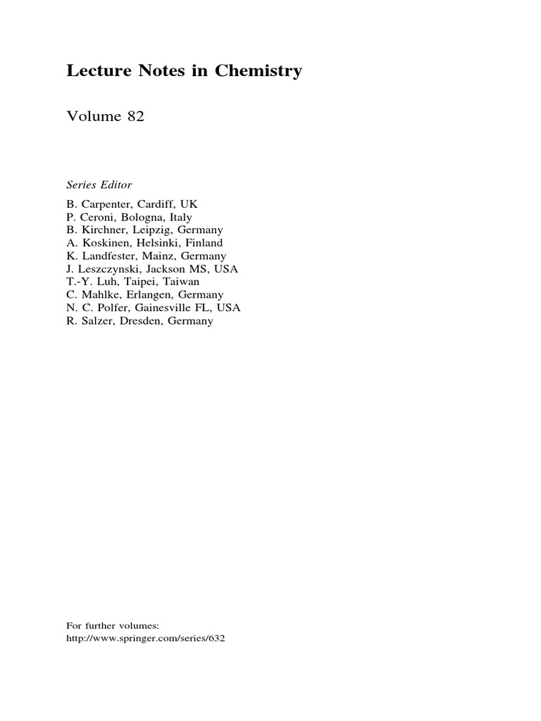 Lecture Notes in Chemistry: For Further Volumes | PDF | Polymerization ...