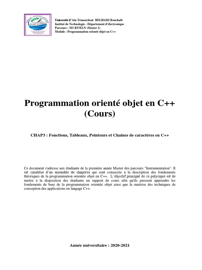 Fonctions et Pointeurs en C++ | PDF | C ++ | Pointeur (programmation)