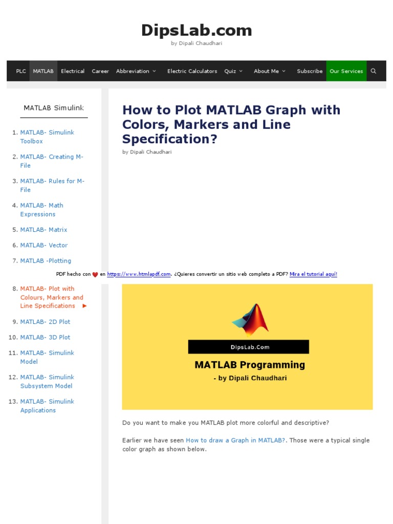 Dipslab Com PlotMatlabGraphColorsMarkersLineSpecification