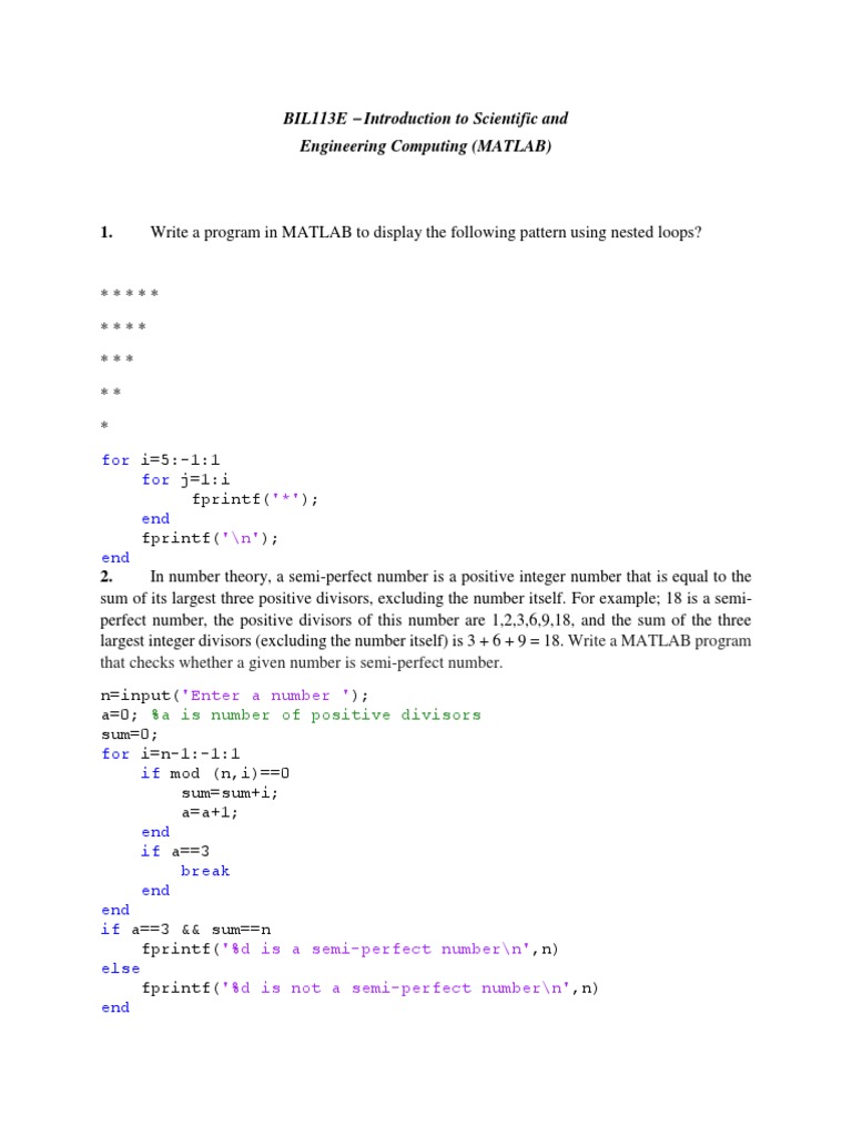 Introduction To Scientific And: BIL113E Engineering Computing (MATLAB ...