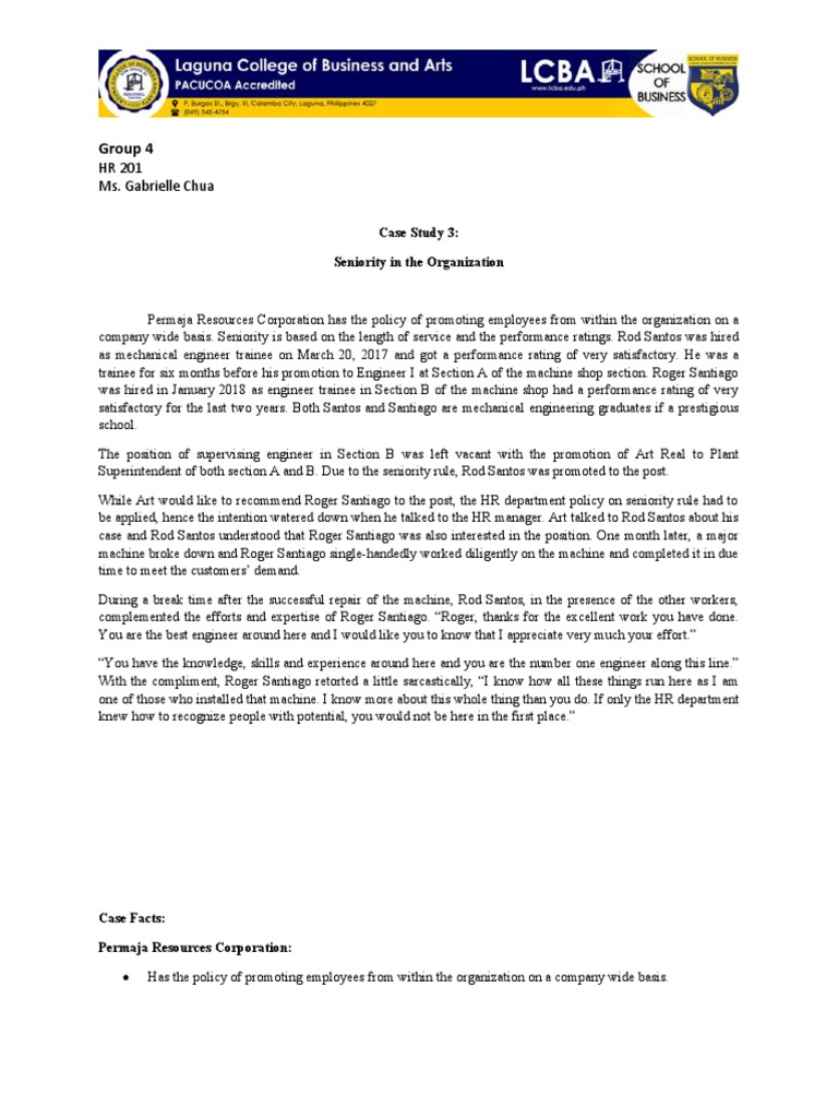 HR 201-Case Study 3-Group 4 | PDF | Employment | Performance Appraisal