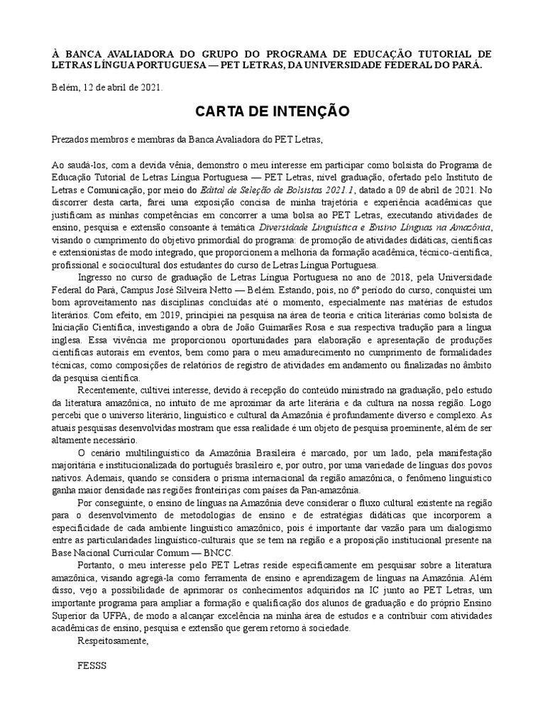Carta De Interesse No Curso Modelo Carta De Solicitud