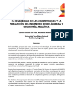 El Desarrollo de Las Competencias y La Formación Del Ingeniero Desde Álgebra y Geometría Analítica