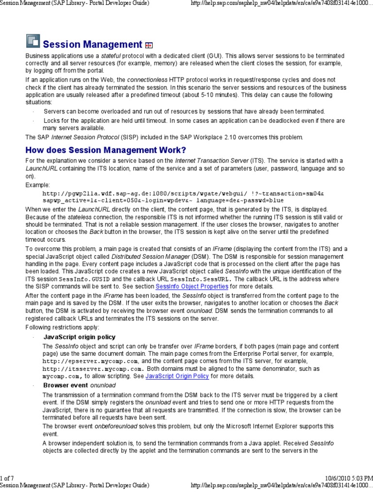 Session Management (SAP Lib... | PDF | Java (Programming Language ...
