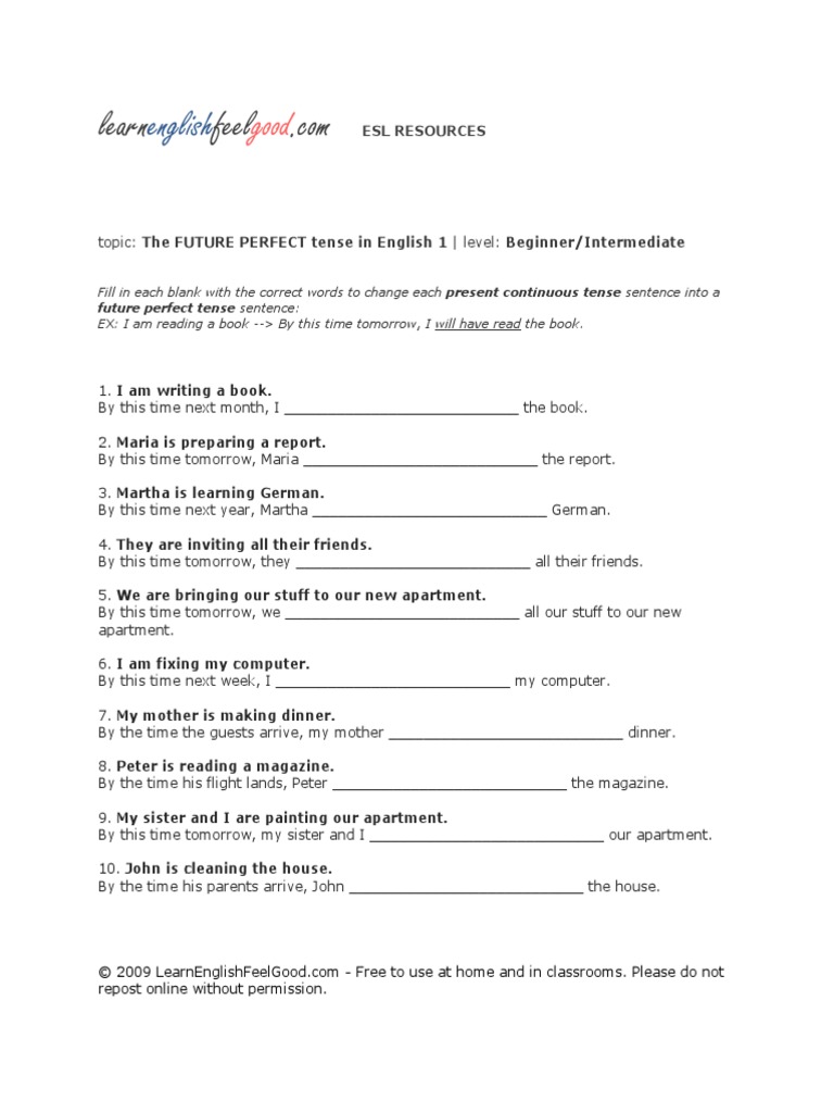 Verbs Future Perfect Tense1 | PDF
