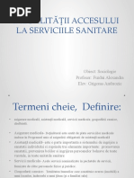INEGALITĂŢII ACCESULUI  LA SERVICIILE SANITARE 