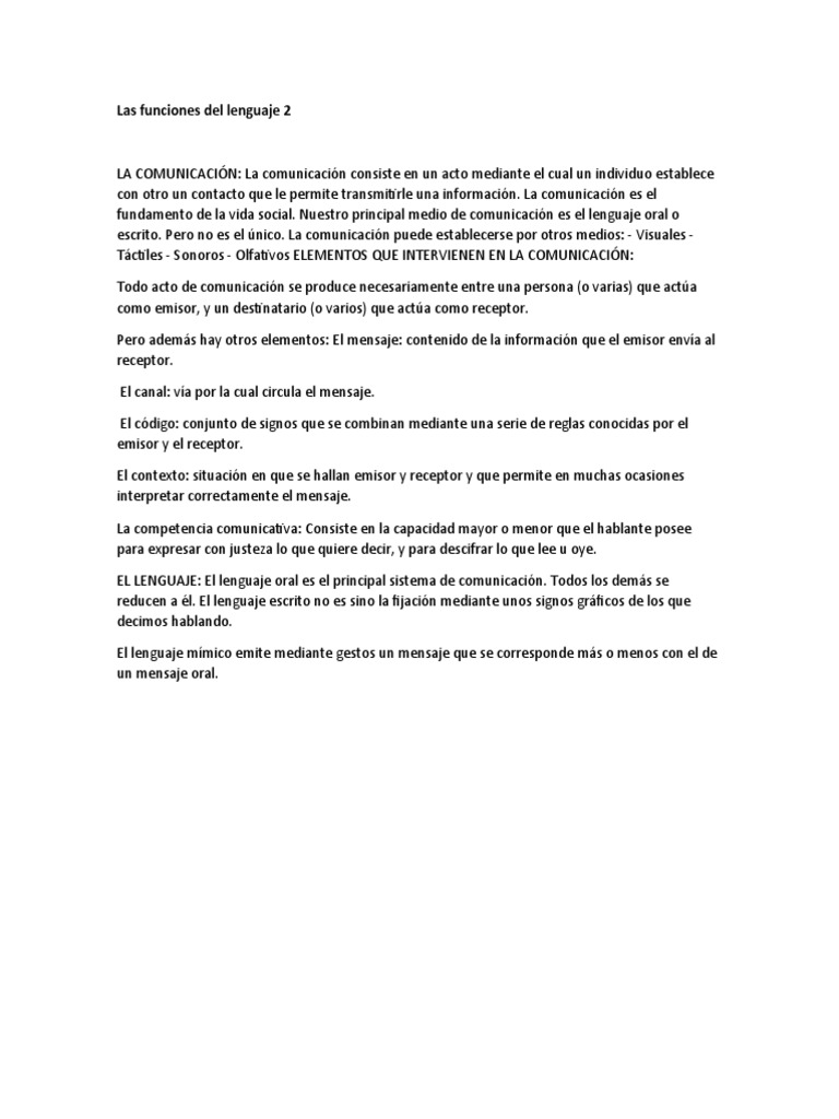 Funciones y elementos de la comunicación | PDF | Comunicación | Lingüística