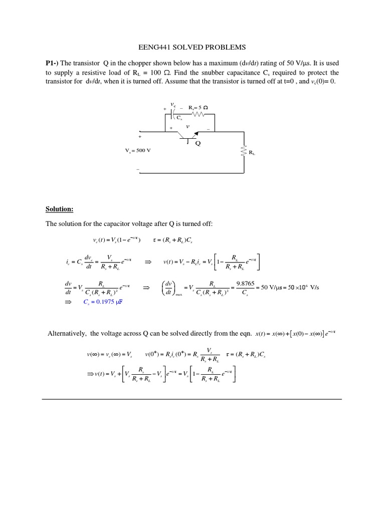 Eeng441 Solved Problems Capacitor Electrical Network
