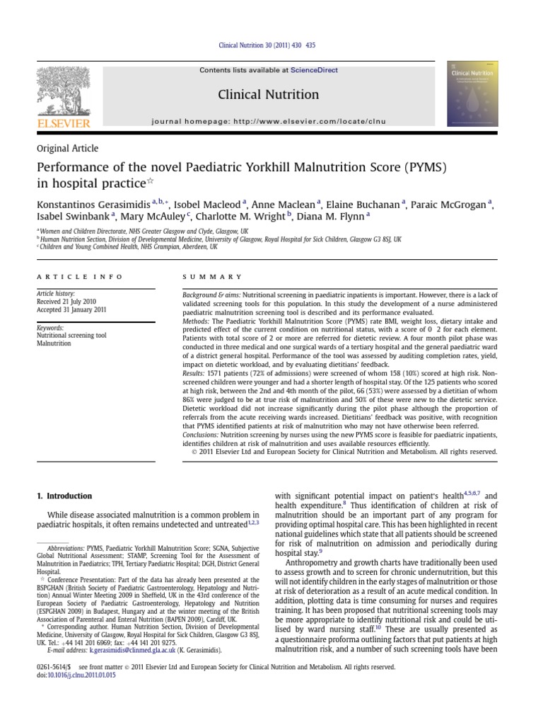 PYMS Tamizaje | PDF | Dietitian | Malnutrition