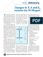 Changes to T, k and k 1 Dimensions for W-Shapes