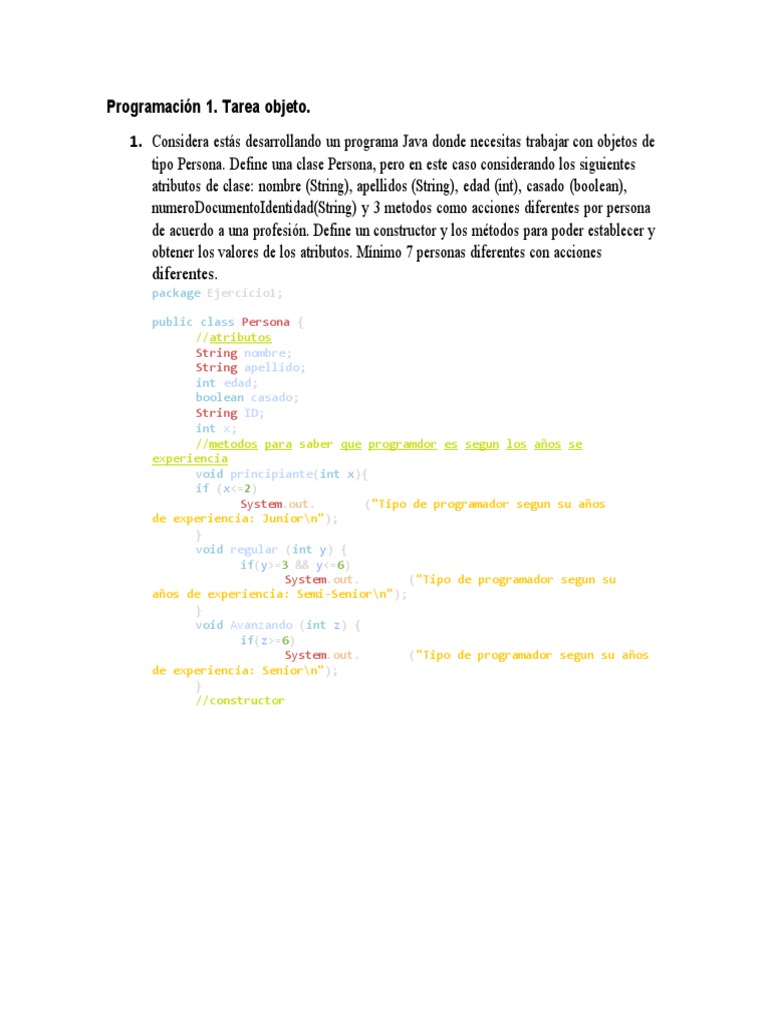 Tarea 2 Programacion | PDF | Constructor (Programación Orientada a ...