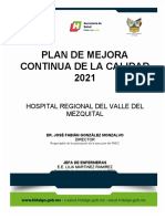 Plan de mejora continua del Hospital Regional del Valle del Mezquital 2021