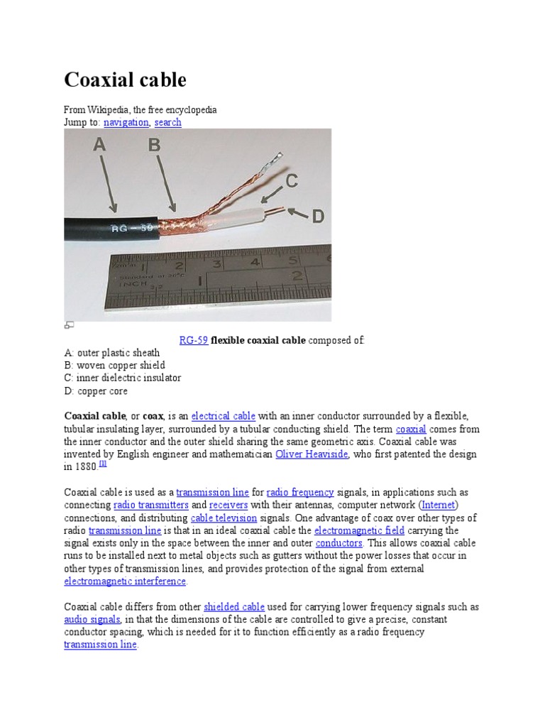 Coaxial Cable From Wikipedia, The Free Encyclopedia PDF Coaxial